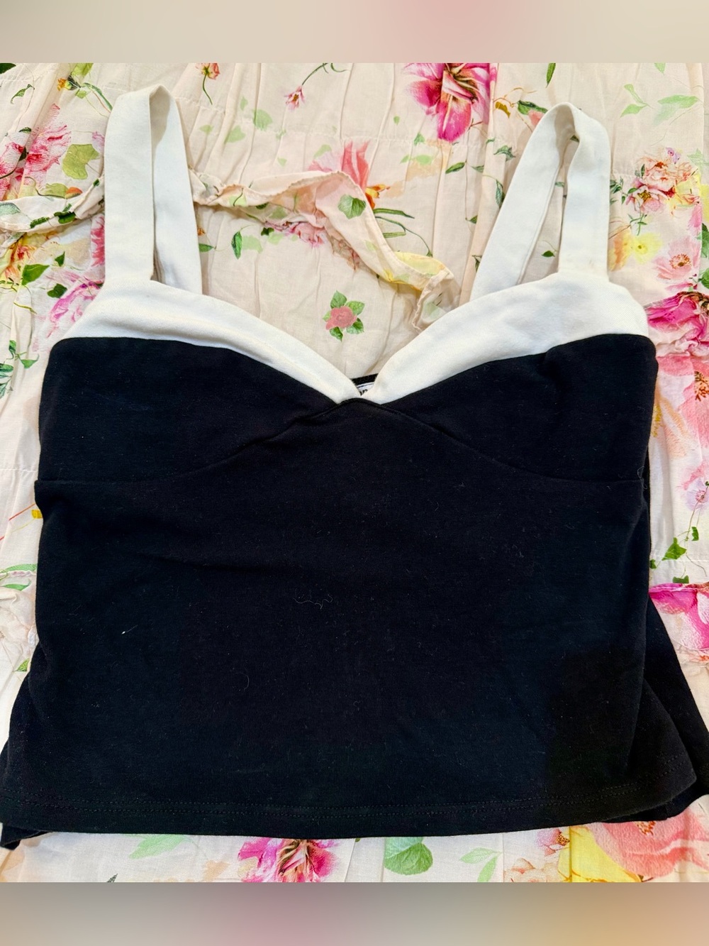 Reformation Black and White Bustier Crop Top